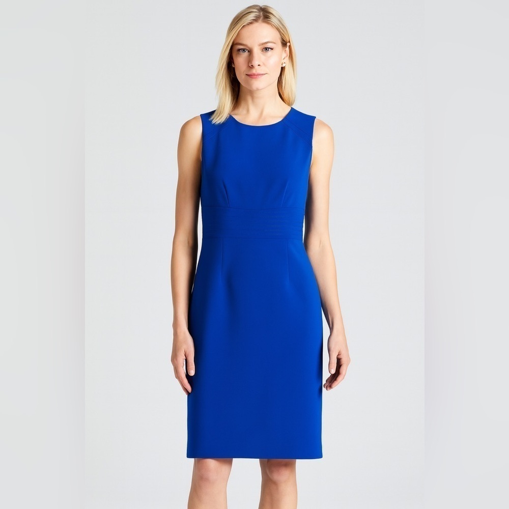 Kasper Sleeveless Shift Dress Business Cocktail Royal Cerulean Blue sz 4